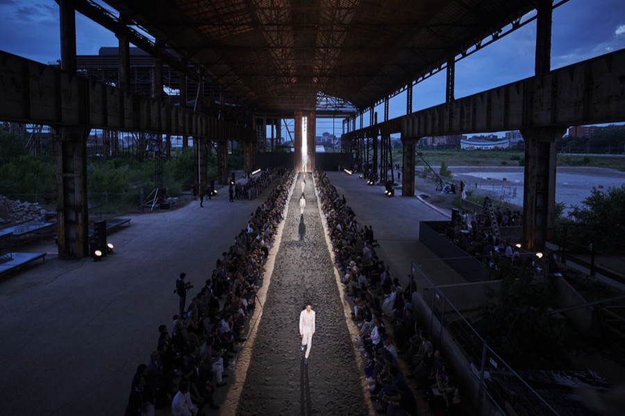 SS20 · ZEGNA — The Falck Steelworks, set photography from the show record