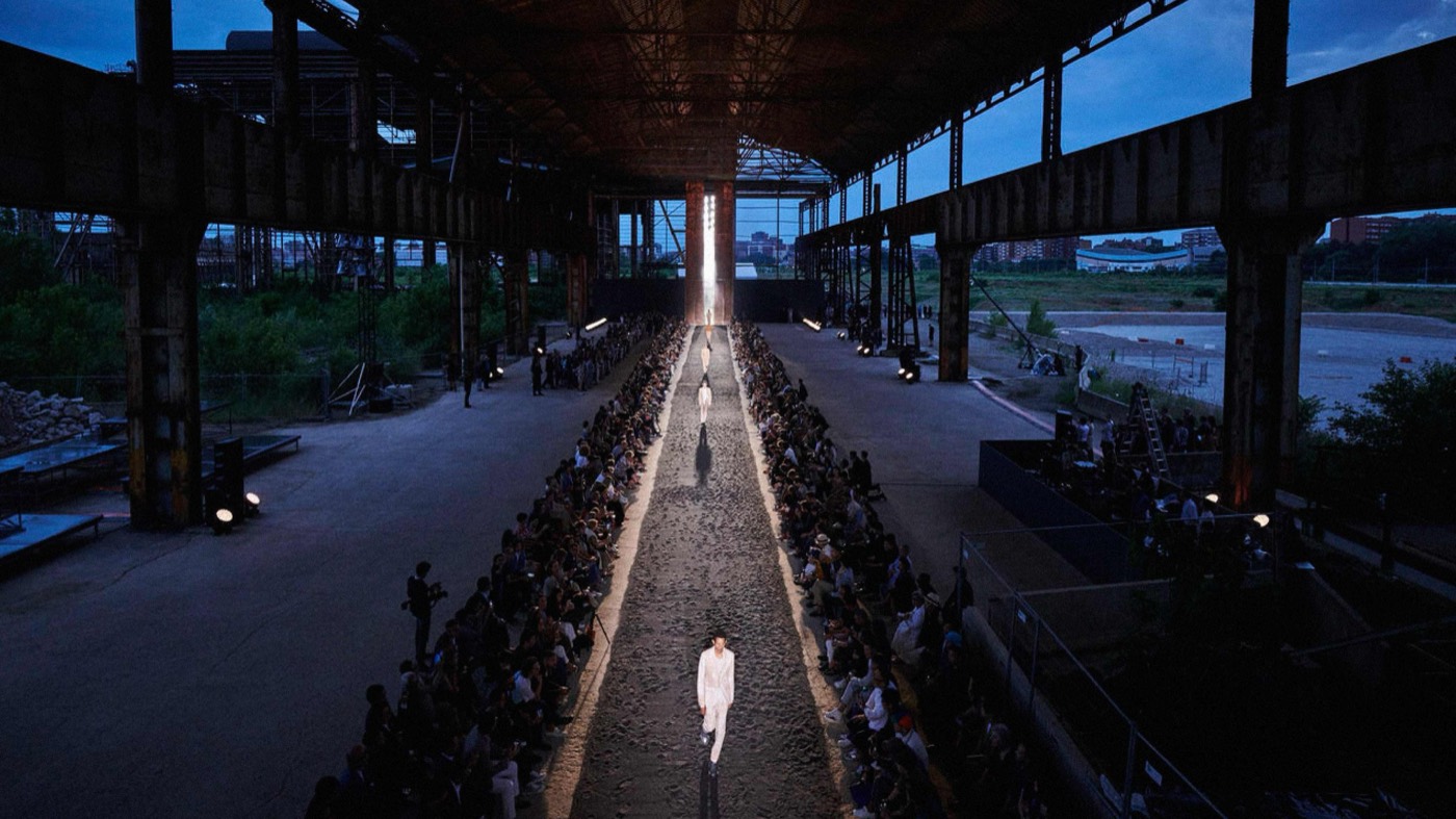 ZEGNA SS20 runway inside the vast Falck steelworks